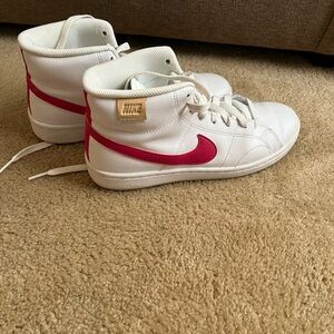 Nike White and Pink High-Top Sneakers